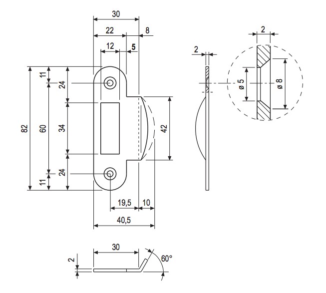 22mm, Round Lip 8mm (mediana Evolution, Centro Latch Only) - Designer 